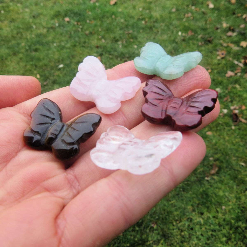 Mini Crystal Butterfly Figurine 1" Carved Stone Animal