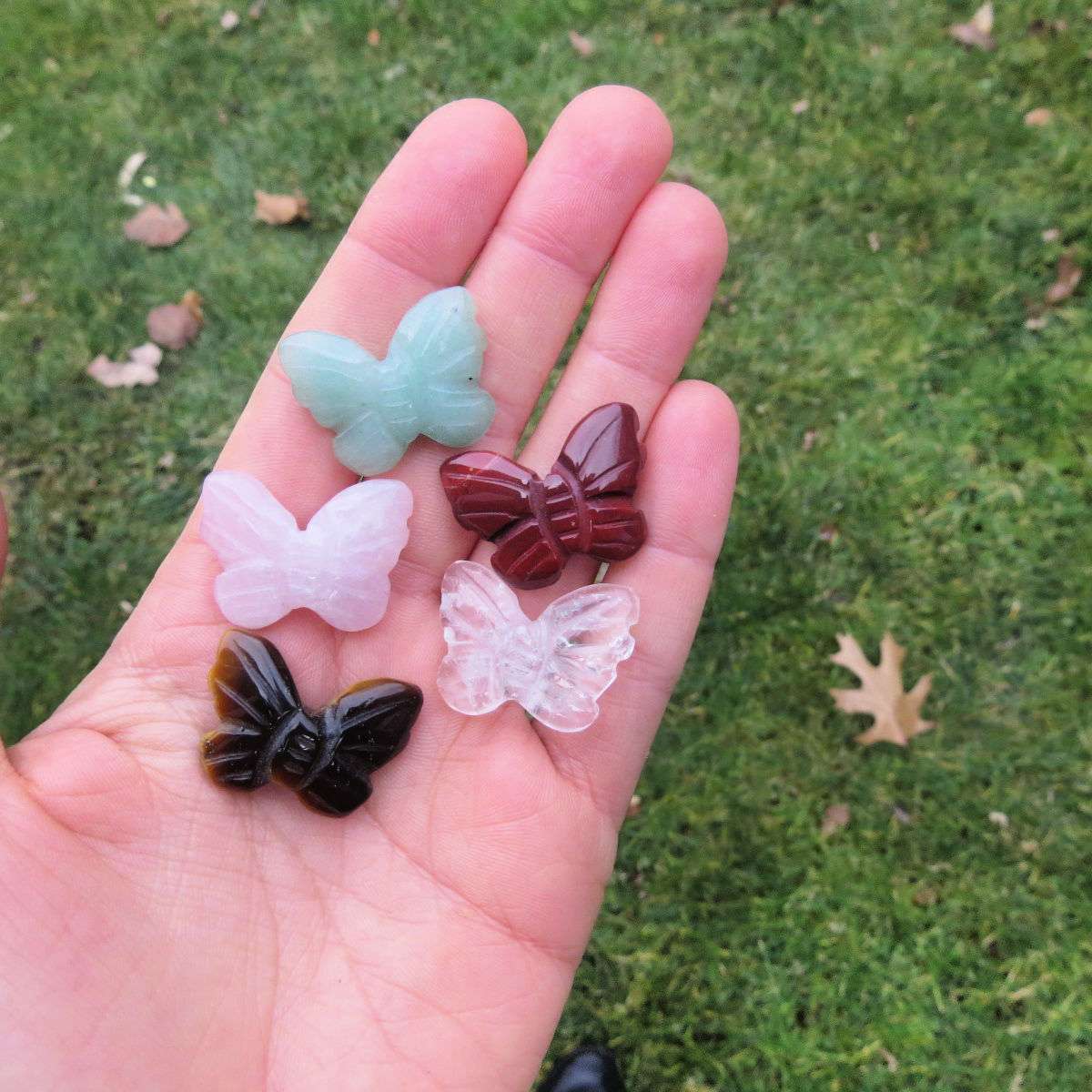 Mini Crystal Butterfly Figurine 1" Carved Stone Animal