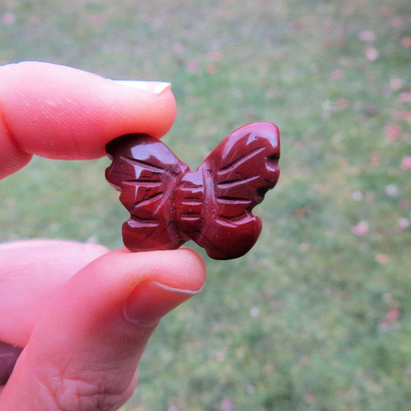 Carved Stone Butterfly Figurine - Red Jasper