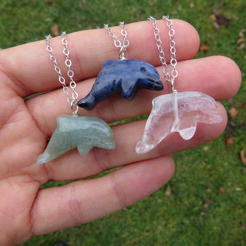 Carved Crystal Dolphin Necklace
