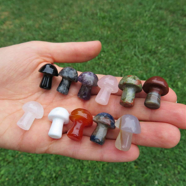 Mini Crystal Mushroom Stone Figurine .75"