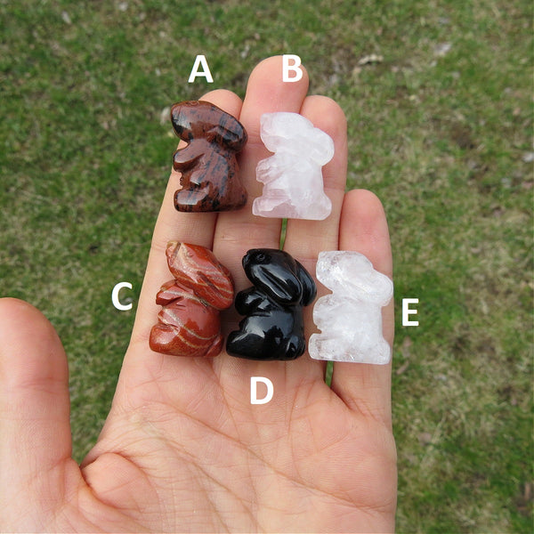 Mini Crystal Rabbit Figurine 1" | Animal Stone Bunny Carving