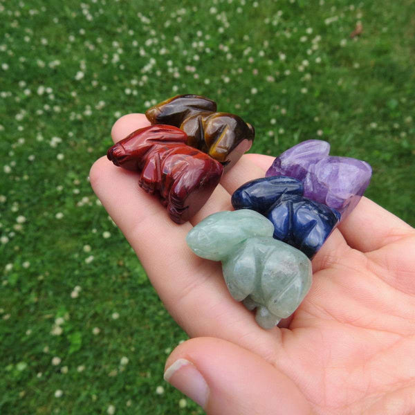Mini Crystal Rabbit Figurine 1" | Animal Stone Bunny Carving