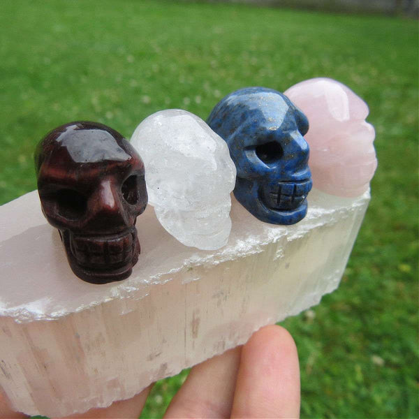 Small Crystal Skull Figurine 1" | Mini Carved Stone Skull
