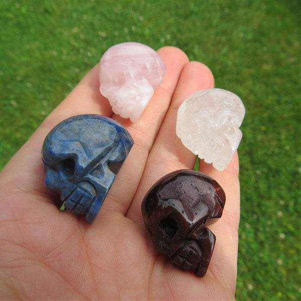 Small Crystal Skull Figurine 1" | Mini Carved Stone Skull