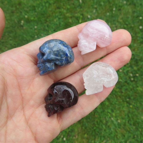 Small Crystal Skull Figurine 1" | Mini Carved Stone Skull