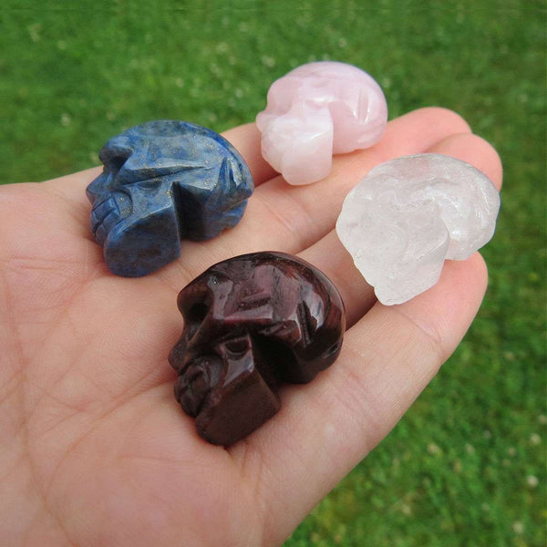 Small Crystal Skull Figurine 1" | Mini Carved Stone Skull