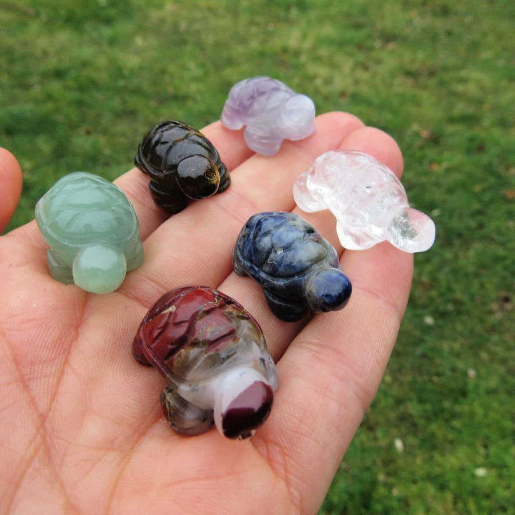 Carved Crystal Turtle Figurine - Stone Turtle Carving