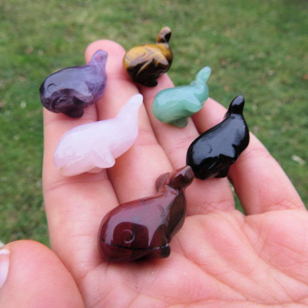 Mini Crystal Whale Figurine 1" | Animal Stone Carving