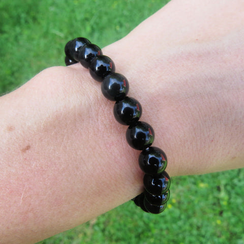 Black Obsidian Bracelet - Beaded Stone Crystal Bracelet