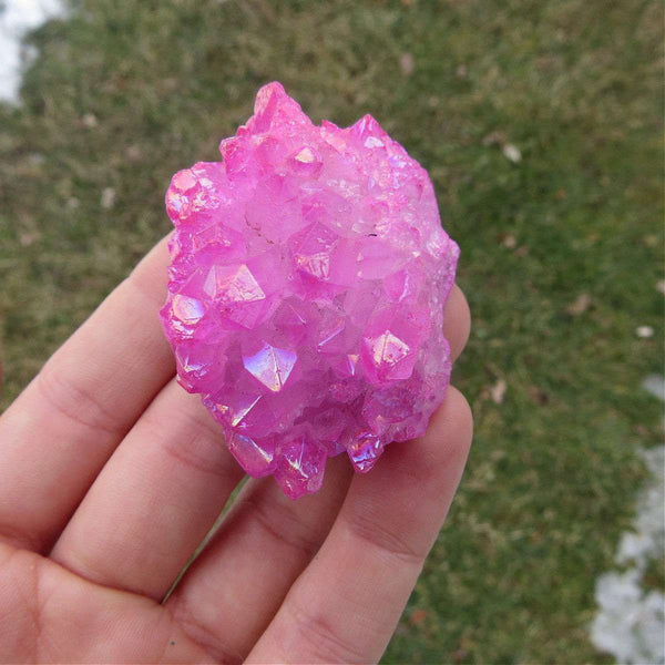 Pink Rainbow Aura Quartz Crystal Cluster 1.75"