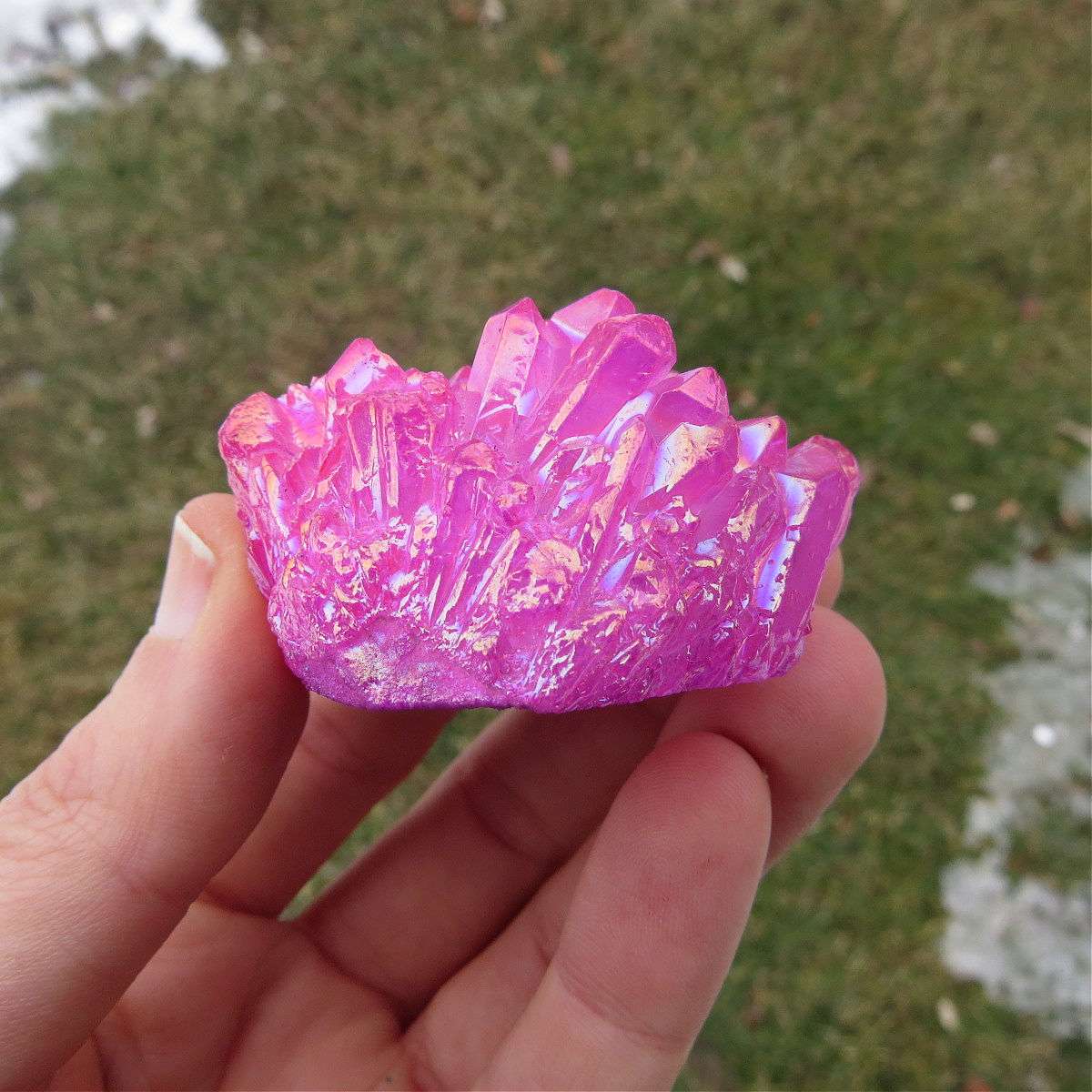 Pink Aura Quartz Crystal CLuster