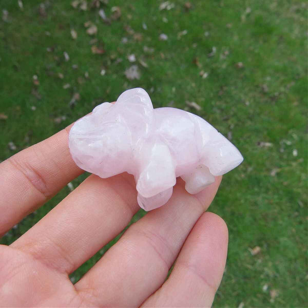 Pink Rose Quartz Crystal Elephant Stone Animal