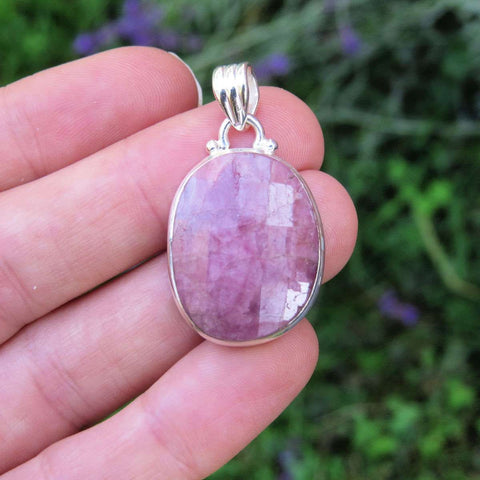 Pink Tourmaline Stone Pendant Sterling Silver - Large Oval Crystal Pendant