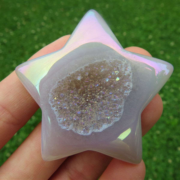 Rainbow Aura Agate Crystal Star Stone
