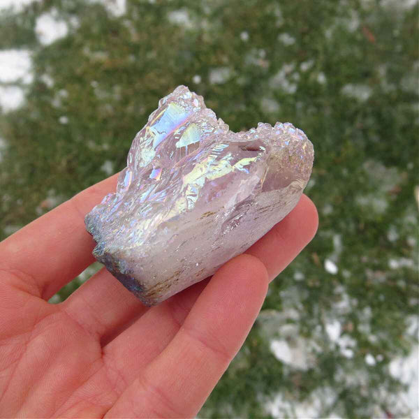 Rainbow Aura Amethyst Standing Crystal Cluster 2"