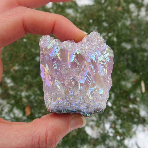 Rainbow Aura Ame4thyst Standing Crystal Cluster