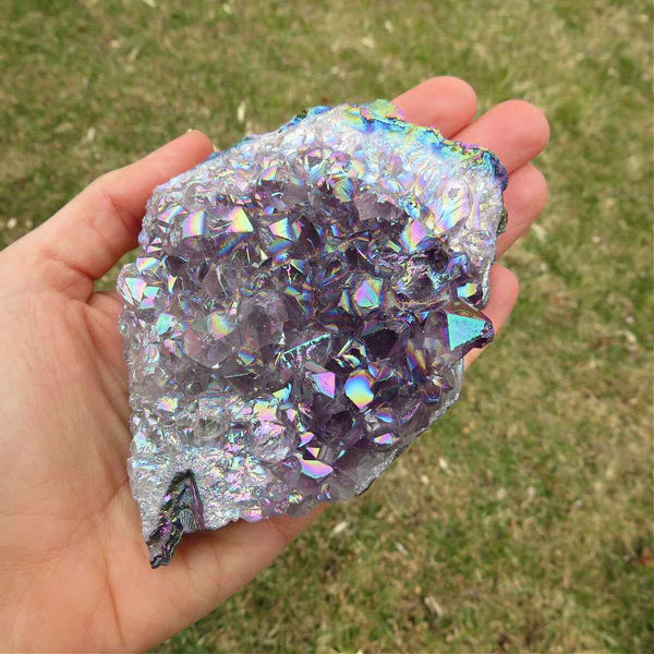 Rainbow Aura Amethyst Cluster