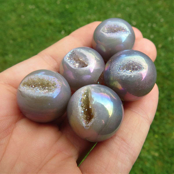 Rainbow Aura Agate Crystal Ball  20mm Stone Sphere