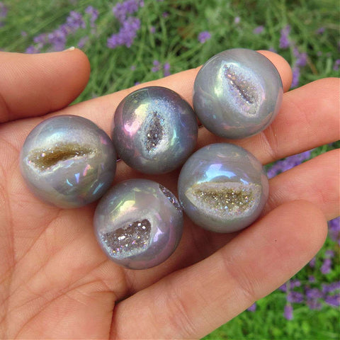 Rainbow Aura Agate Crystal Ball  20mm Stone Sphere