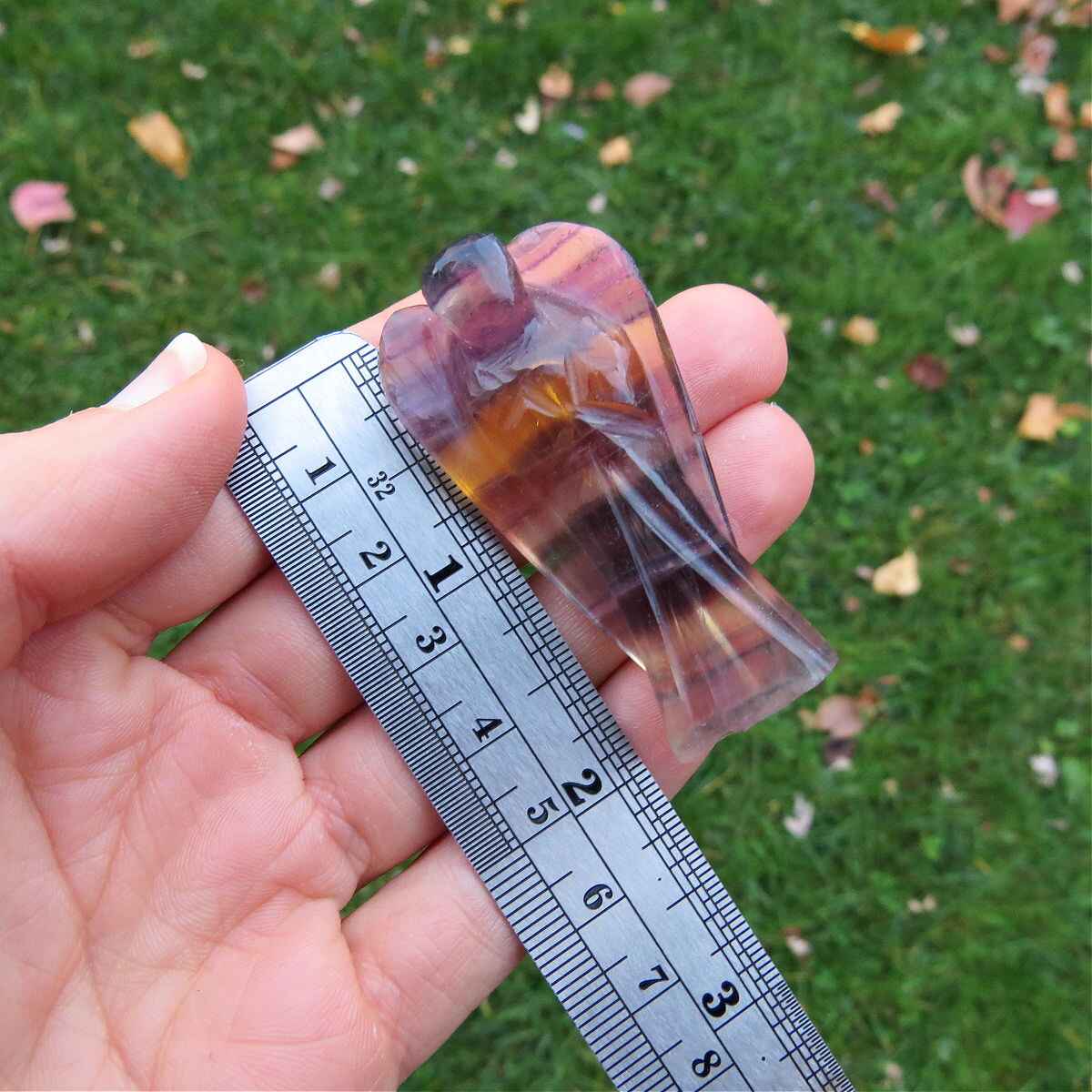 Rainbow Fluorite Crystal Angel Figurine 2"