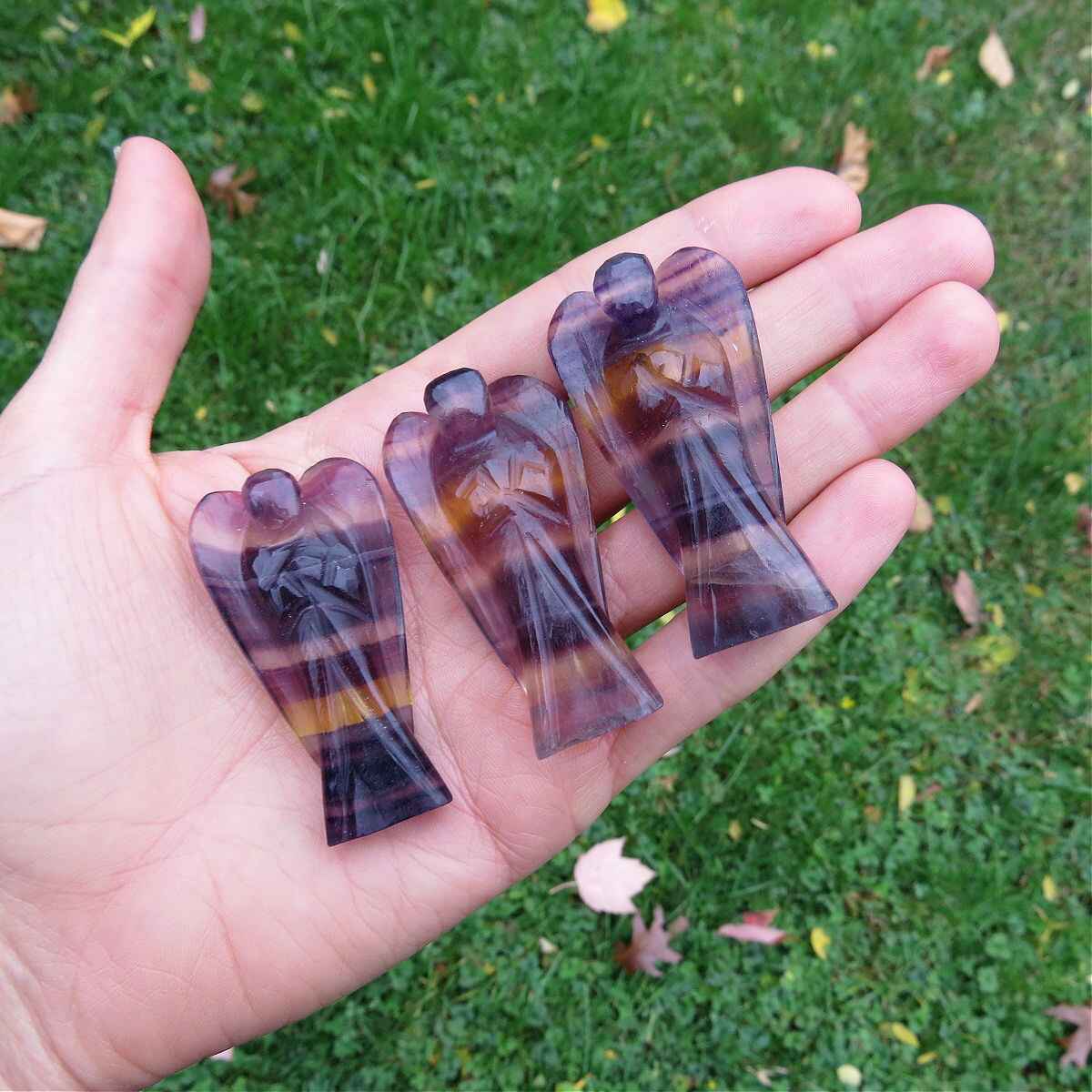 Rainbow Fluorite Crystal Angel Stone Carving