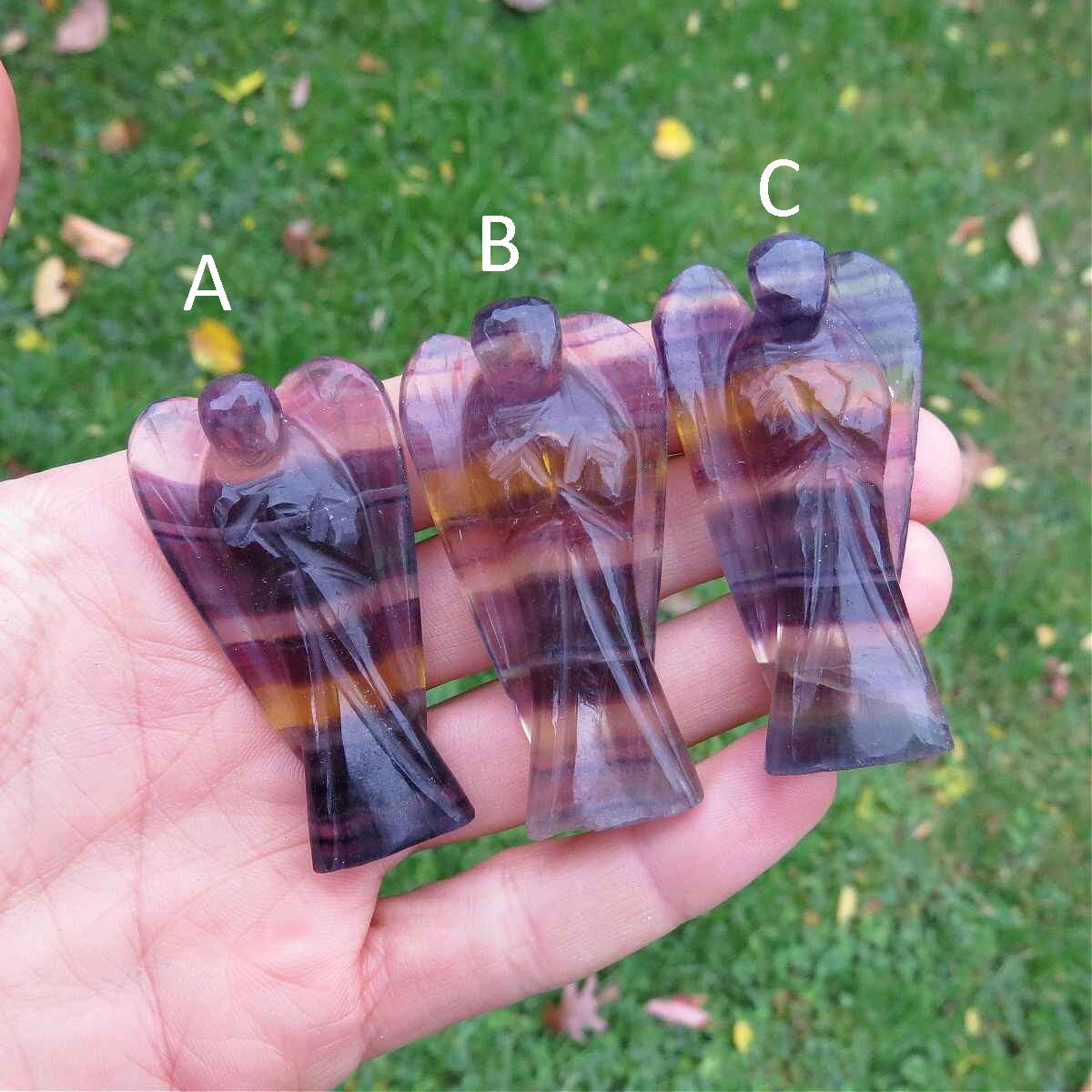 Rainbow Fluorite Crystal Angel Figurine 2"