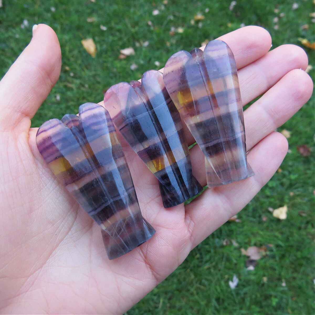 Rainbow Fluorite Crystal Angel Figurine 2"