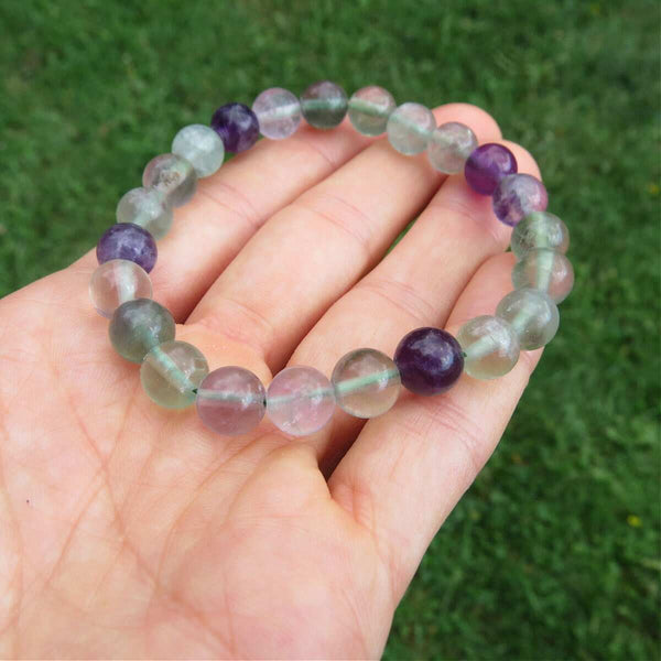 Rainbow Fluorite Crystal Bracelet 8mm Stone Beads