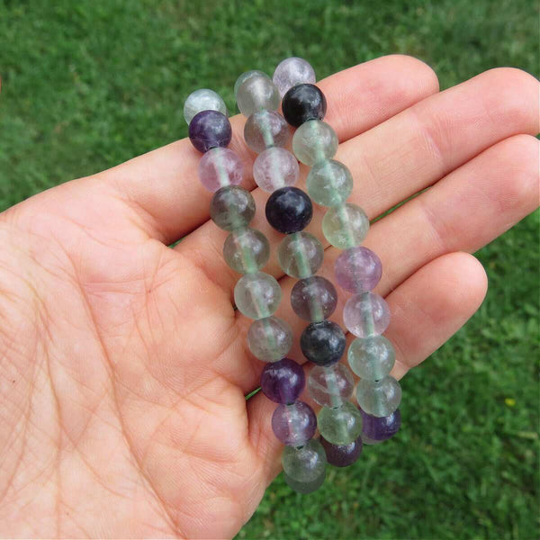 Rainbow Fluorite Crystal Bracelet 8mm Stone Stretch Bracelet