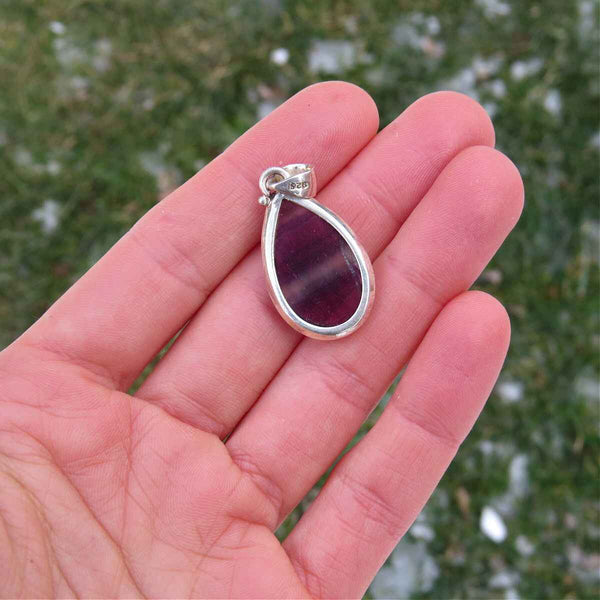 Rainbow Fluorite Pendant in Sterling Silver