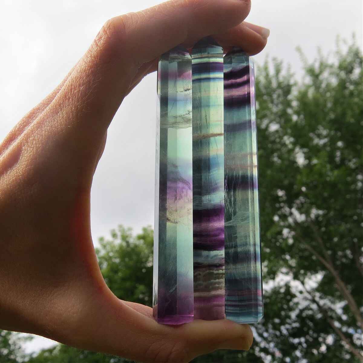 Rainbow Fluorite Point Crystal Tower 4" - Slim