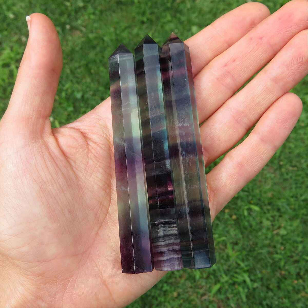 Rainbow Fluorite Point Crystal Tower 4" - Slim