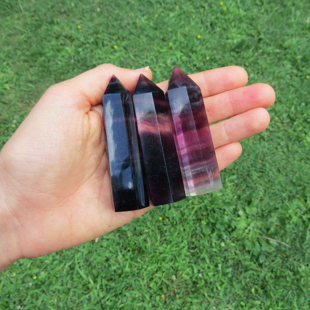 Rainbow Fluorite Crystal Point Tower 3"