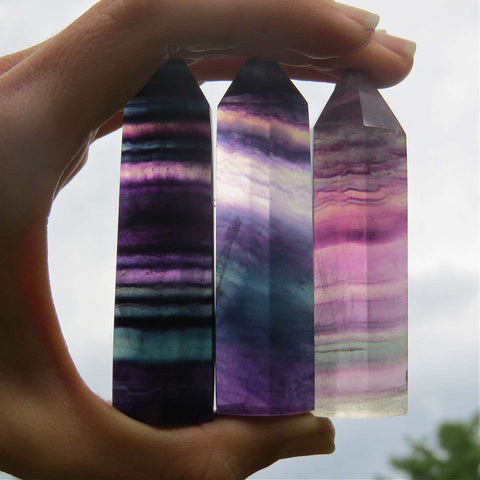 Rainbow Fluorite Point Crystal Tower
