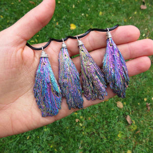 Rainbow Aura Kyanite Crystal Necklace