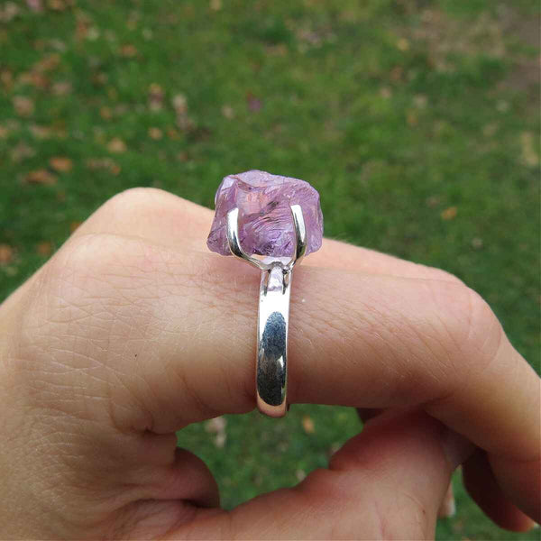 Raw Amethyst Crystal Ring