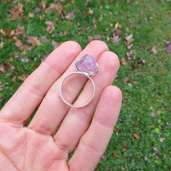 Raw Amethyst Ring in Sterling Silver Size 8.25