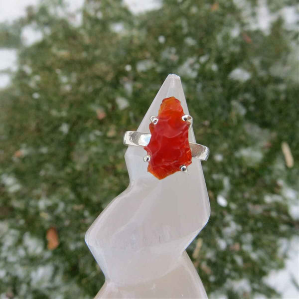 Raw Orange Opal Ring in Sterling Silver