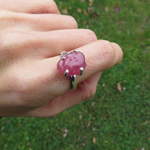 Raw Ruby Ring in Sterling Silver Size 9.25