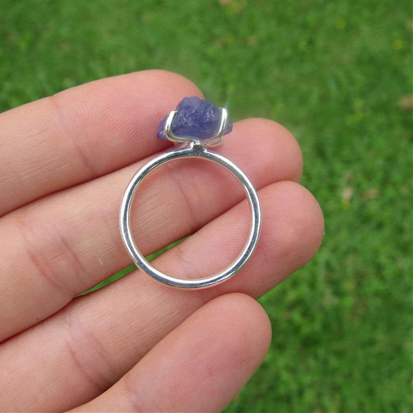 Raw Tanzanite Ring Sterling Silver Size 8.25 | Raw Stone Ring