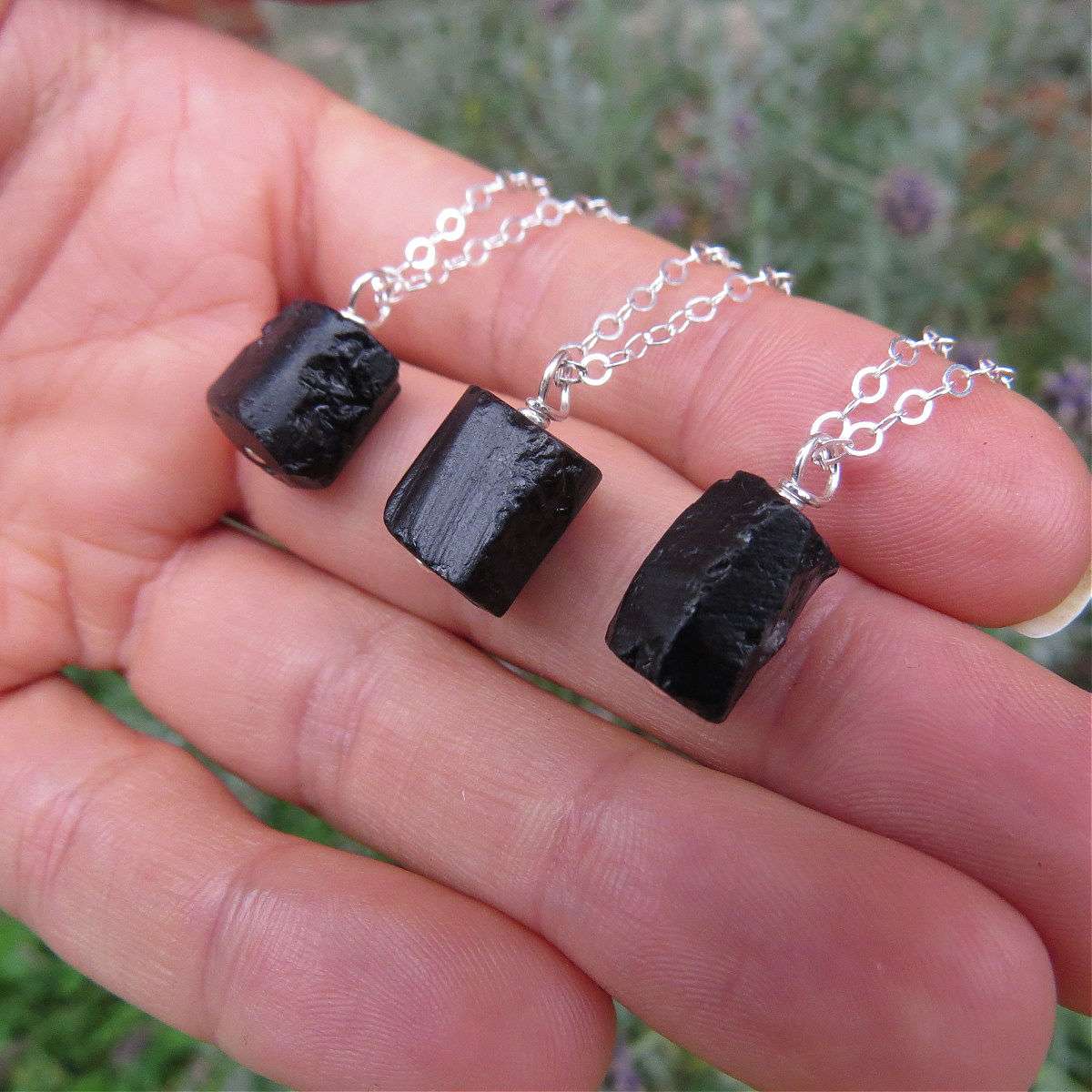 Raw Black Tourmaline Stone Necklace