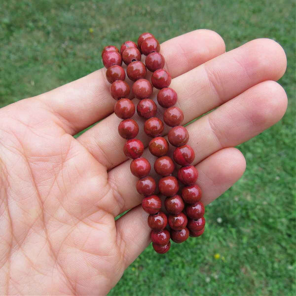 Red Jasper Crystal Bracelet - 6mm Beaded Stone Bracelet