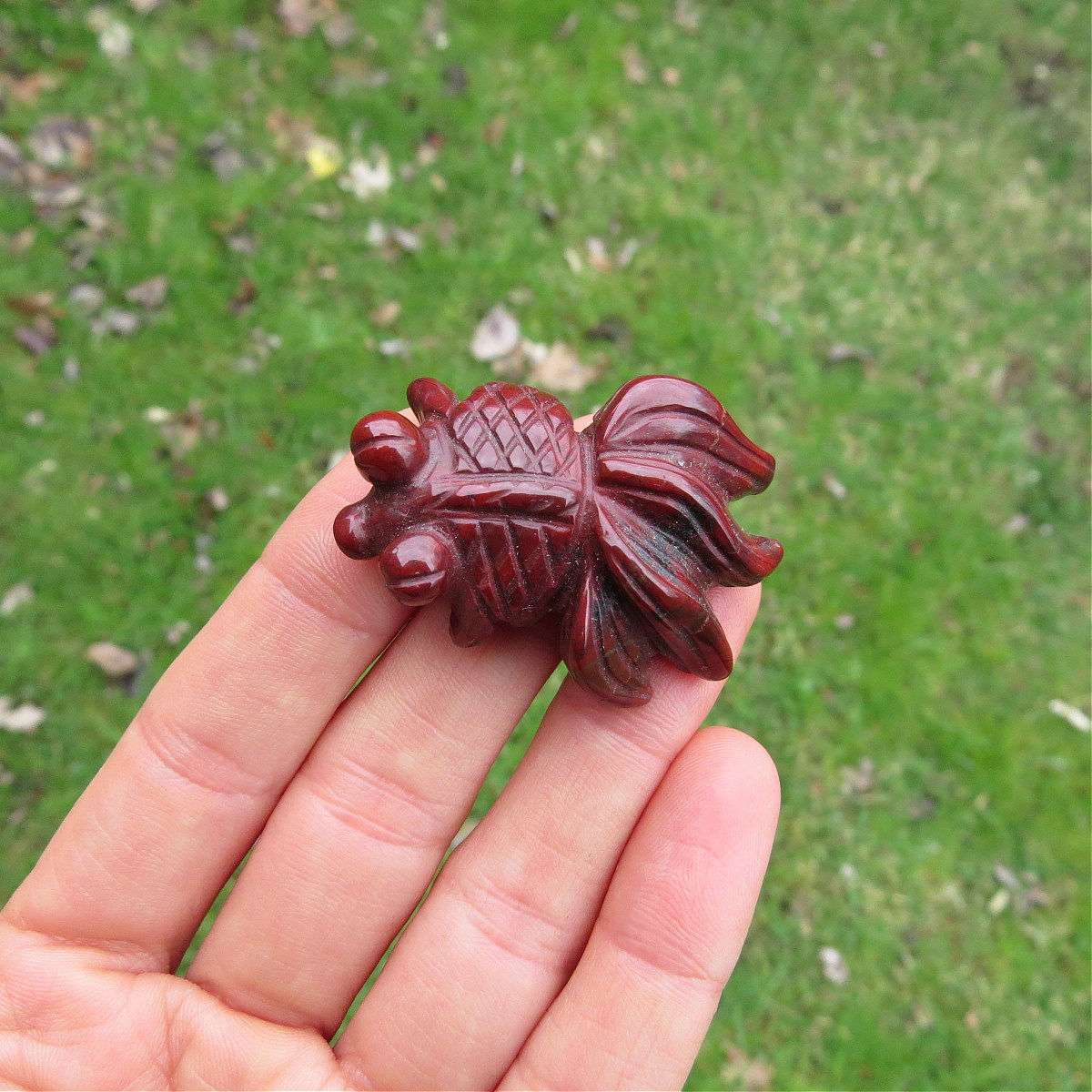 Red Jasper Crystal Goldfish Stone Carving 1.25" Crystal Animal Figurine