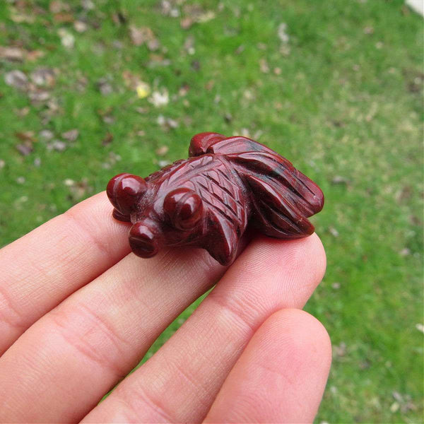 Red Jasper Crystal Goldfish Stone Carving 1.25" Crystal Animal Figurine