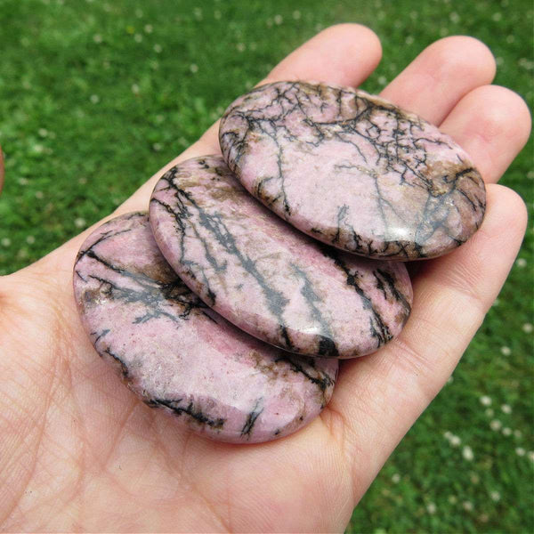 Rhodonite Crystal Palm Stone 2"