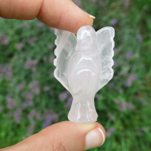 Rose Quartz Crystal Angel Carving