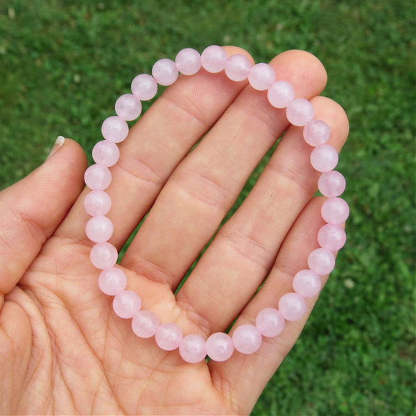 Pink Rose Quartz Beaded Stone Bracelet