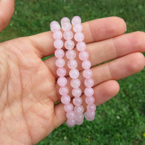 Rose Quartz Crystal Bracelet 6mm Stone Beads