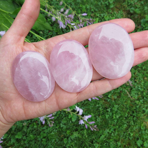 Rose Quartz Crystal Palm Stone 2" | Stone for Love